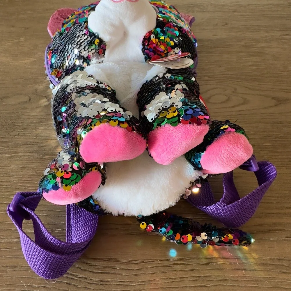 NEW-TY Fashion Flippy Reversible Sequin Backpack-Dotty the Leopard(13 inch)*Read